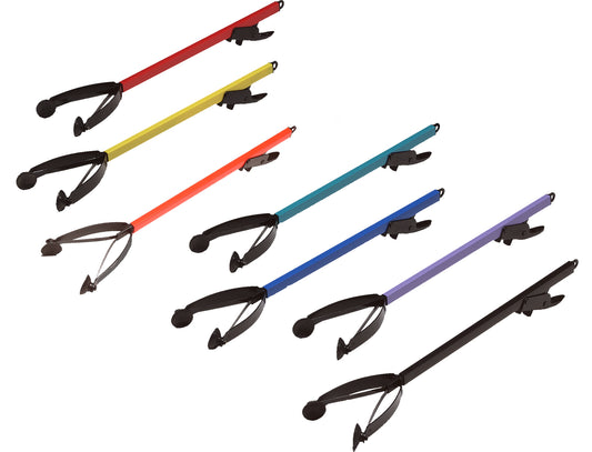 rainbow reacher grabbers in red, yellow, orange, teal, blue, purple, black