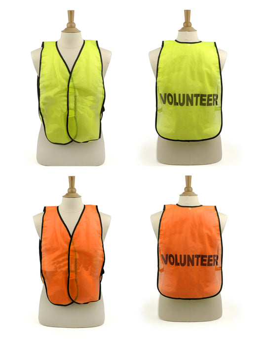 mannequin with orange safety vest and yellow safety vest with volunteer imprinted